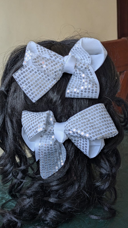 White sequin Bows